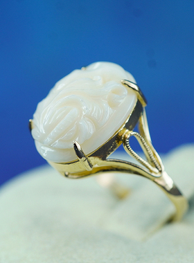 早期欧洲匠人18K纯金750复古精美戒指首饰天然宝石戒托收藏级个性