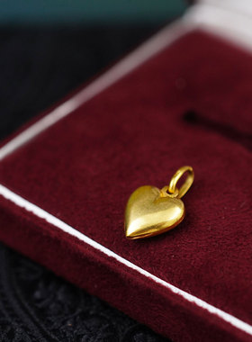 中古意大利手工首饰750纯金18K金标心形项链吊坠精美复古个性送礼
