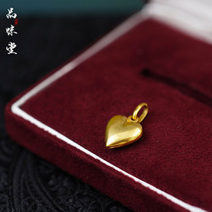 中古意大利手工首饰750纯金18K金标心形项链吊坠精美复古个性送礼