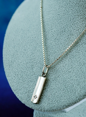 早期日本匠人手工925纯银项链锁链首饰0.02克拉天然宝石钻石吊坠