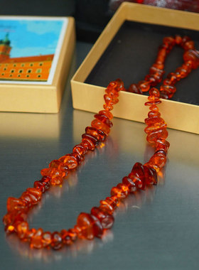 中古日本天然老蜜蜡琥珀手工打磨随型首饰项链手链复古个性收藏级