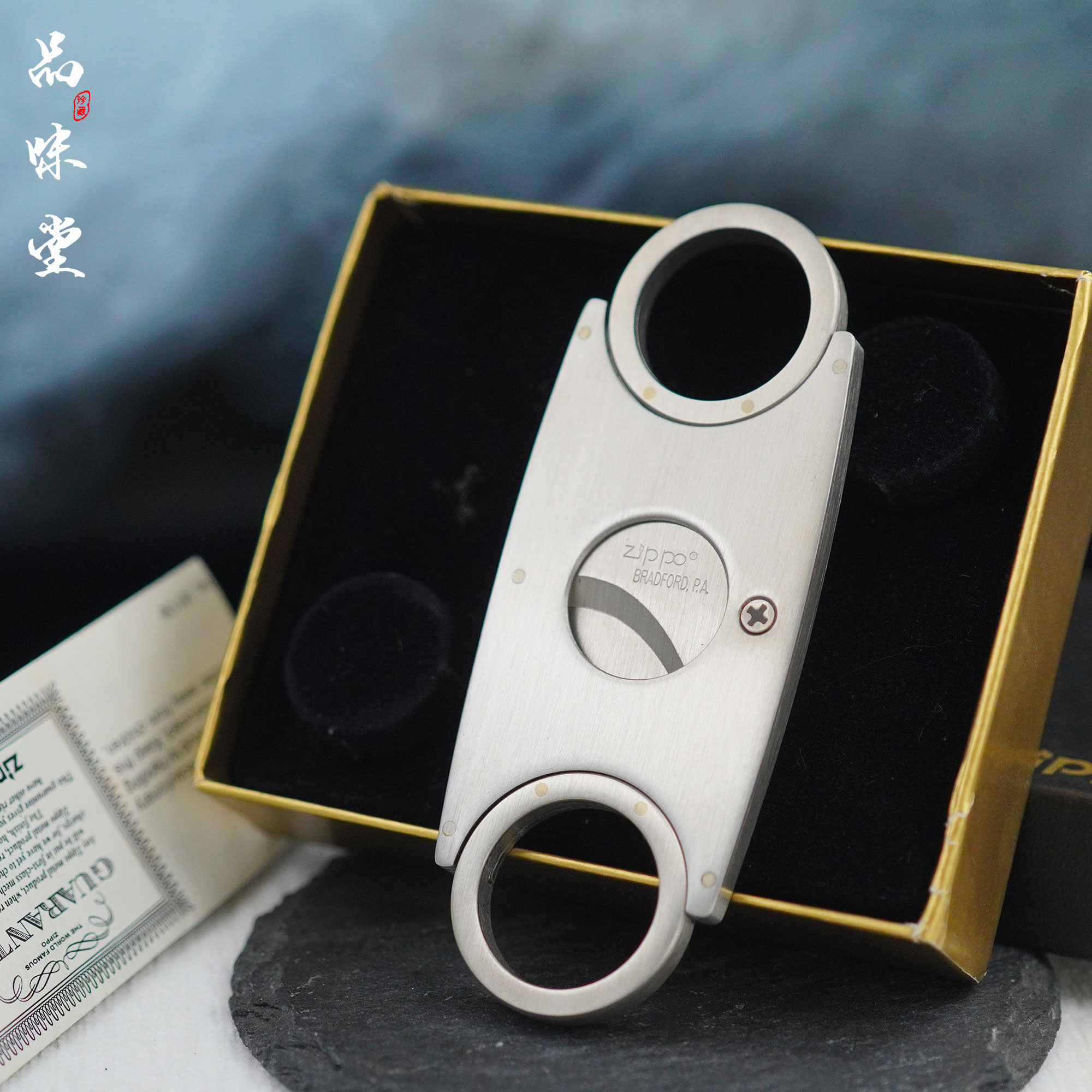 绝版全新美国产zippo芝宝原装正品双月牙刀刃不锈钢雪茄刀剪 便携