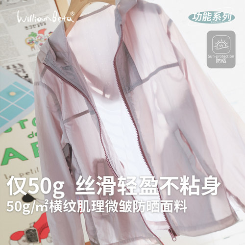小新贝塔-【小凉伞】原纱防晒!春夏UPF50+连帽儿童防晒皮肤衣