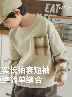 小新贝塔-【固执双捻纱】不易起球~春夏新款假两件儿童长袖T恤