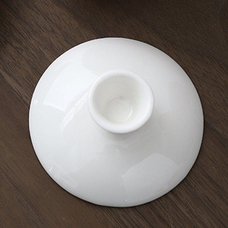 德化白瓷盖子盖碗盖子三才茶碗茶杯陶瓷功夫茶具配件碗盖单卖陶瓷