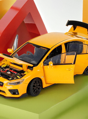 金属JKM 仿真1:32斯巴鲁STI合金车模转向避震汽车模型收藏摆件