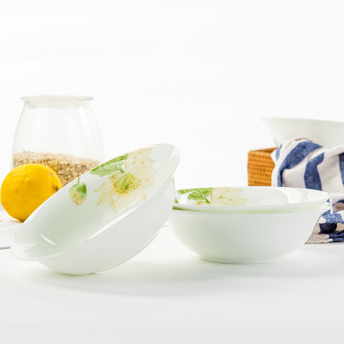 金岚玉唐山骨瓷敞口老式斗笠碗