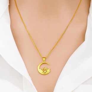 新款仿真越南沙金天鹅项链女镀金首饰仿黄金吊坠细锁骨链久不褪色