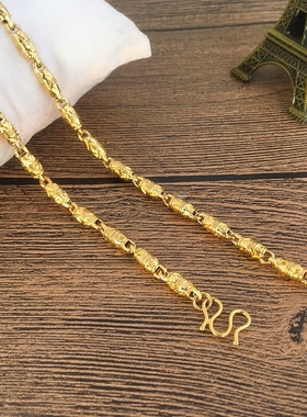 越南沙金实心橄榄久不掉色项链