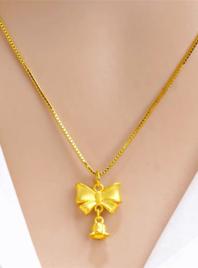 古法铃兰花吊坠女项链套装仿黄金