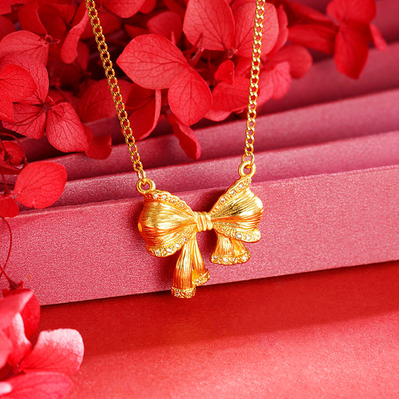 时尚镀金仿黄金越南沙金蝴蝶结项链首饰女款在逃公主项链饰品套链