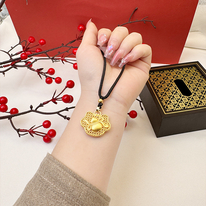 女仿金葫芦项链可调节黑绳饰品