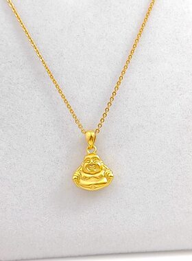仿黄金女铜镀金佛吊坠项链不掉色