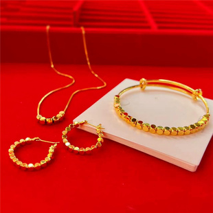 沙金不掉色碎银几两耳钉仿真黄金碎金子镀金耳环套装婚庆饰品道具