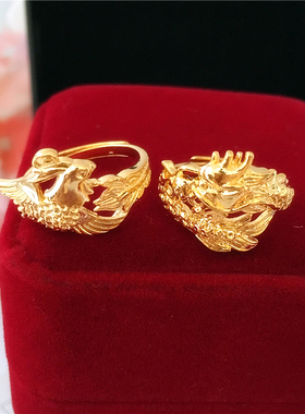 新款仿金越南沙金龙凤真情侣对戒