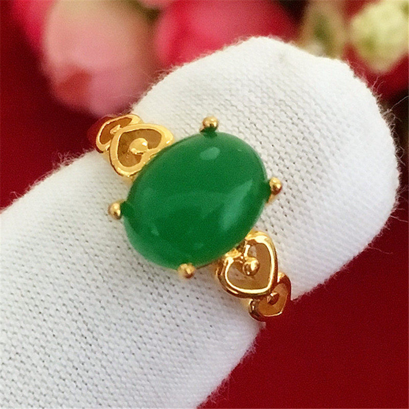 时尚镀金仿黄金桃心宝石戒指女 久不掉色仿越南沙金红宝石指环