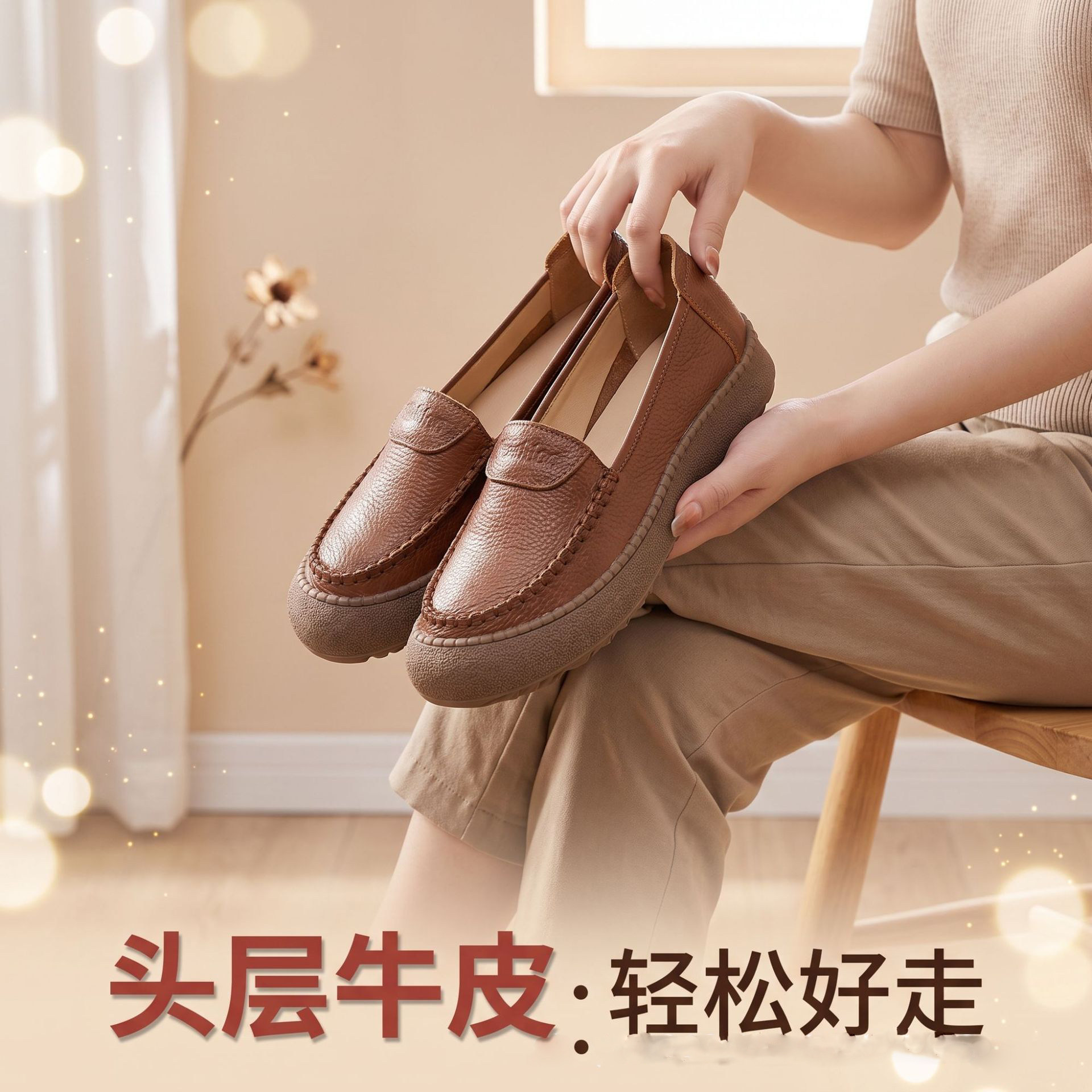 头层牛皮女鞋秋季皮鞋女真皮单鞋