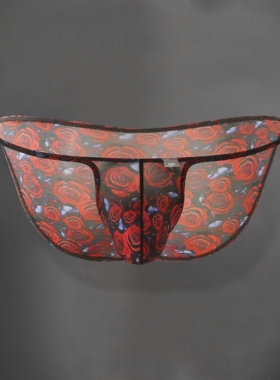 U＆I男士性感三角裤紧身超薄透明50G弹力透气玫瑰情人激凸内裤男