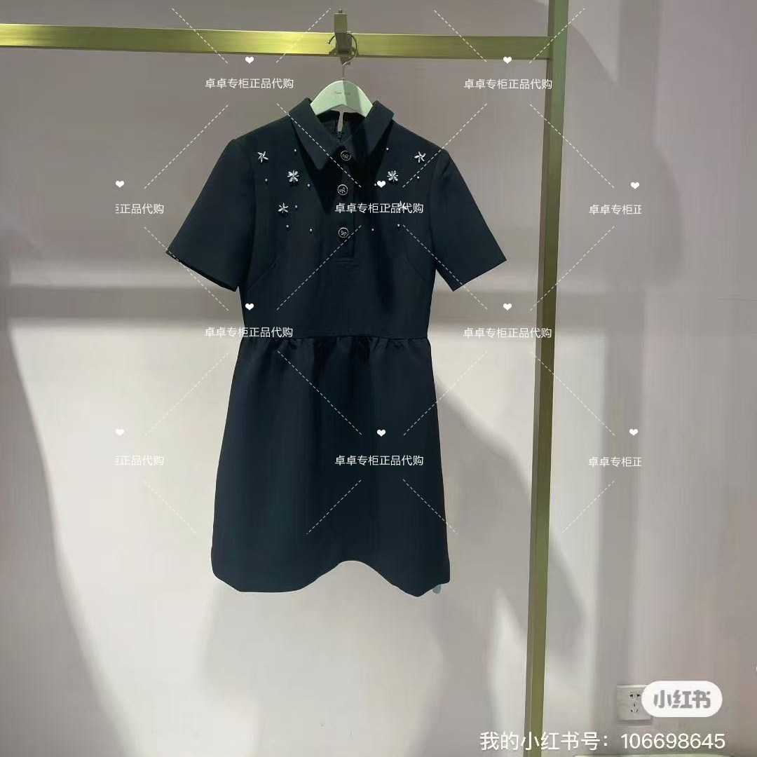 4折5+专柜2025新女春Polo领短袖连衣裙女通勤法式2SN1084150现货