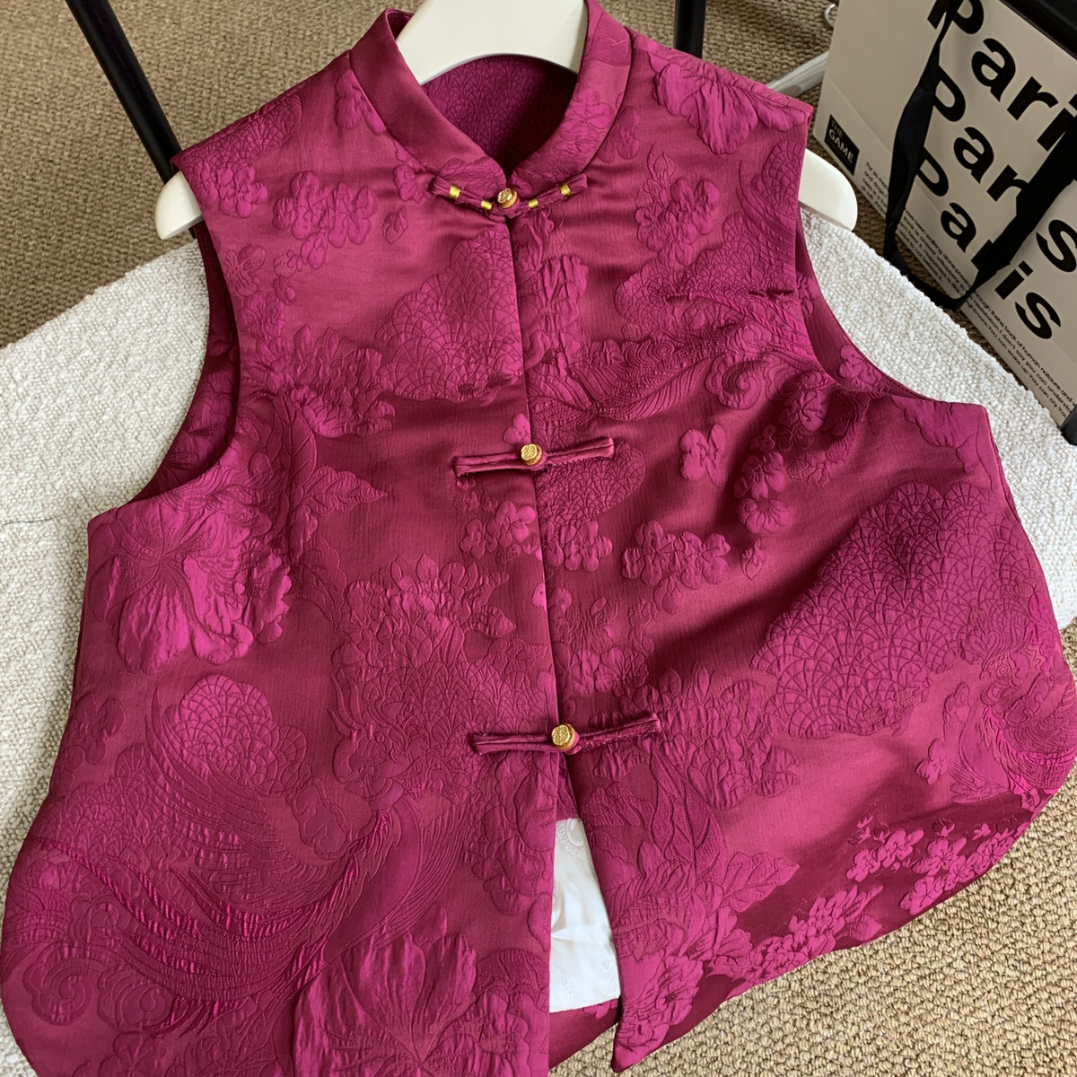 Cecil他家四码可选大码也可入立体浮雕印花国风棉马甲33503