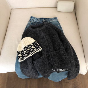 YS1 Cecil搭全羊毛圈圈针织外套保暖毛衣 含100绵羊毛