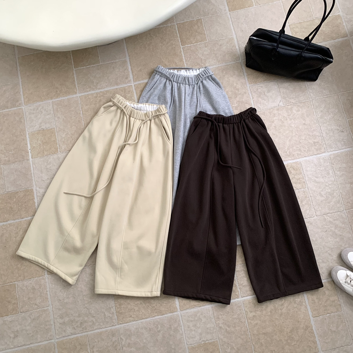 可可-搭巨显瘦宽松阔腿松紧腰加厚加绒休闲裤(配腰绳)G2592023YJX,女装/女士精品,休闲裤,淘宝优惠券,粉丝福利购,淘宝优惠卷