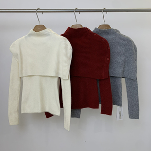 两件套 含10澳毛 25F136 配披肩 Cecil披肩打底针织保暖毛衣