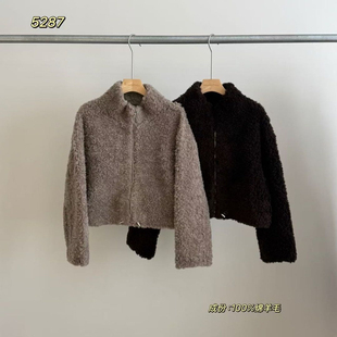 HGWANTYOU 含100绵羊毛 528 宽松羊毛外套 Cecil绒立领短款