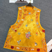 花手工一字扣轻国风背心中长款 马甲 含85羊毛 可可 YS227 G40