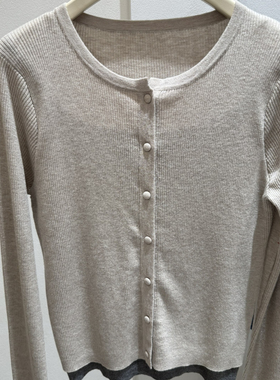 Cecil假两件设计感修身针织开衫（含30.7羊毛）依诺仟金-F55