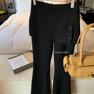 7891 休闲裤 加绒假两件微喇裤 Cecil蓄热锁温双面磨毛修身