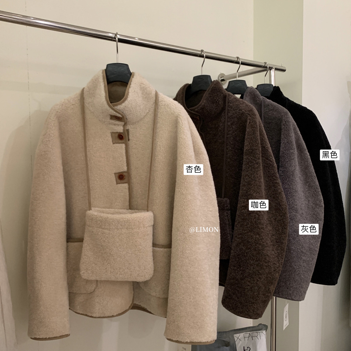 Cecil高级感宽松保暖显瘦仿皮毛一体短外套(配斜挎包)TM-1198