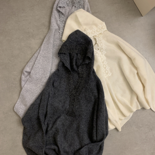 Cecil蕾丝拼接连帽针织衫 5808 含96.5绵羊毛