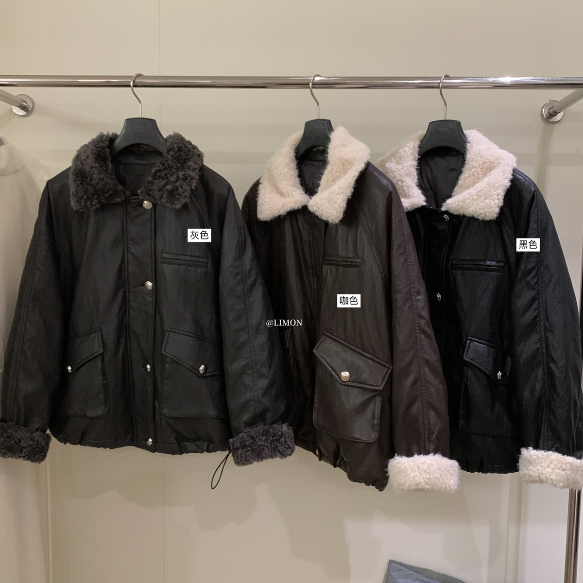 Cecil公路｜高级感仿羊羔毛翻领蛋白皮羽绒服(含50白鸭绒)936