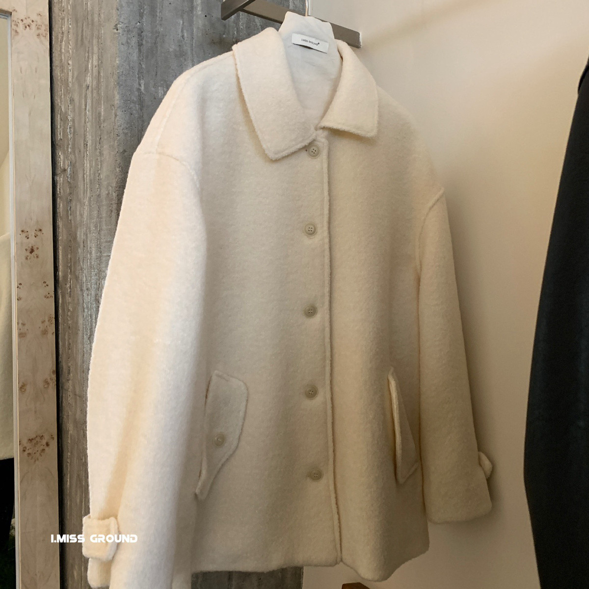 Cecil冬上新高品质翻领宽松夹棉羊毛外套（含60羊毛）H60933