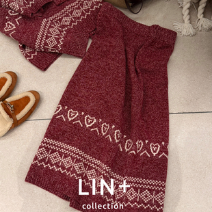 Cecil花纱复古费尔岛慵懒半身裙 SH1 含100羊毛