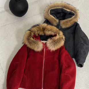 N9674 9.NIAN Cecil帽保暖羽绒服外套 配可拆卸真貉子毛毛领