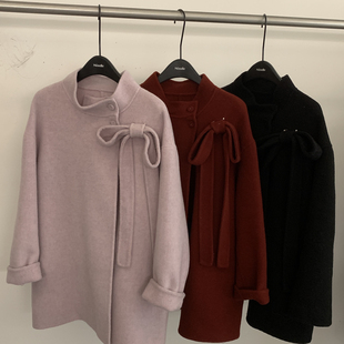 YS1 含90羊毛 N8107 配可拆卸蝴蝶结别针 Cecil毛外套