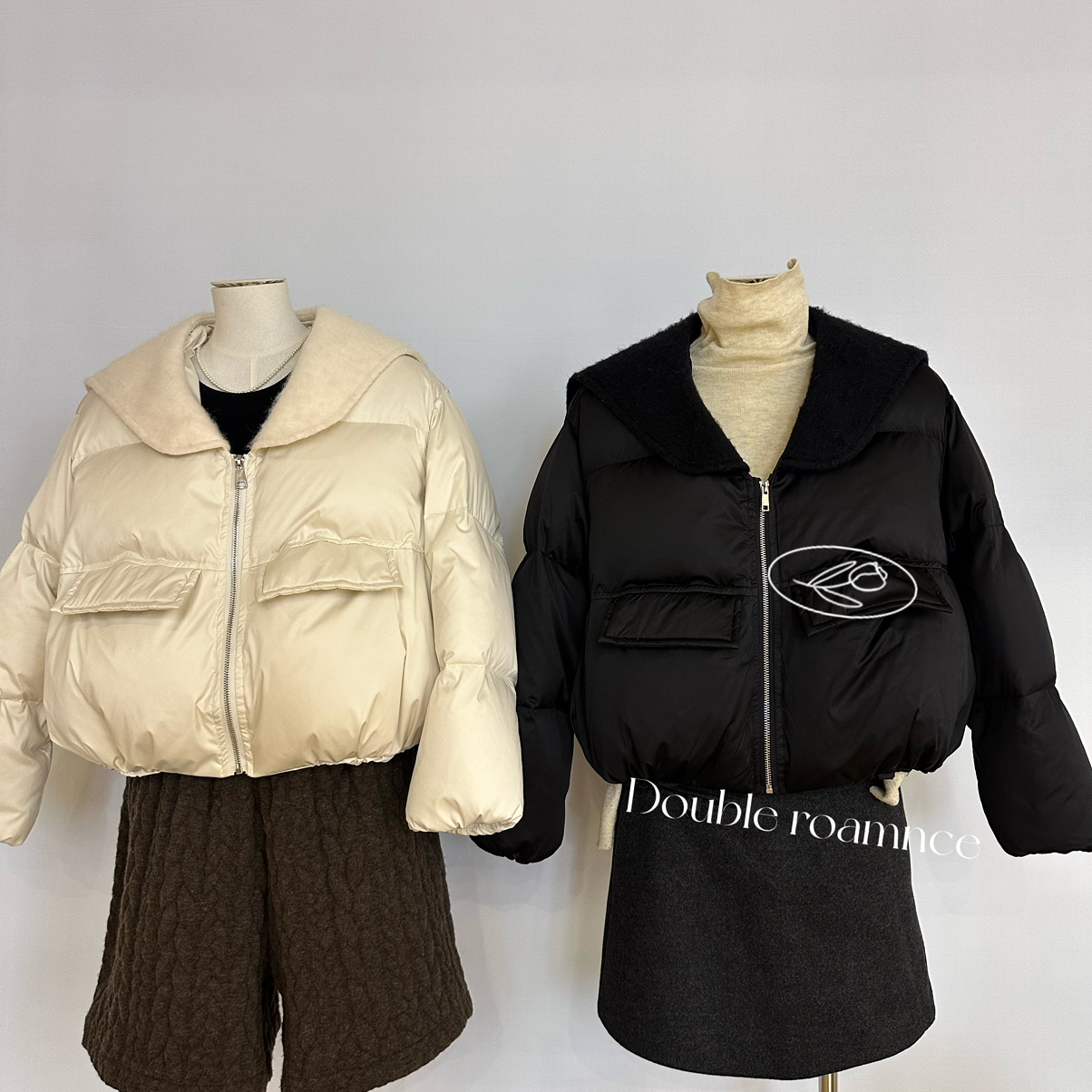 Cecil娃娃领显瘦减龄短款面包服保暖羽绒服外套251705