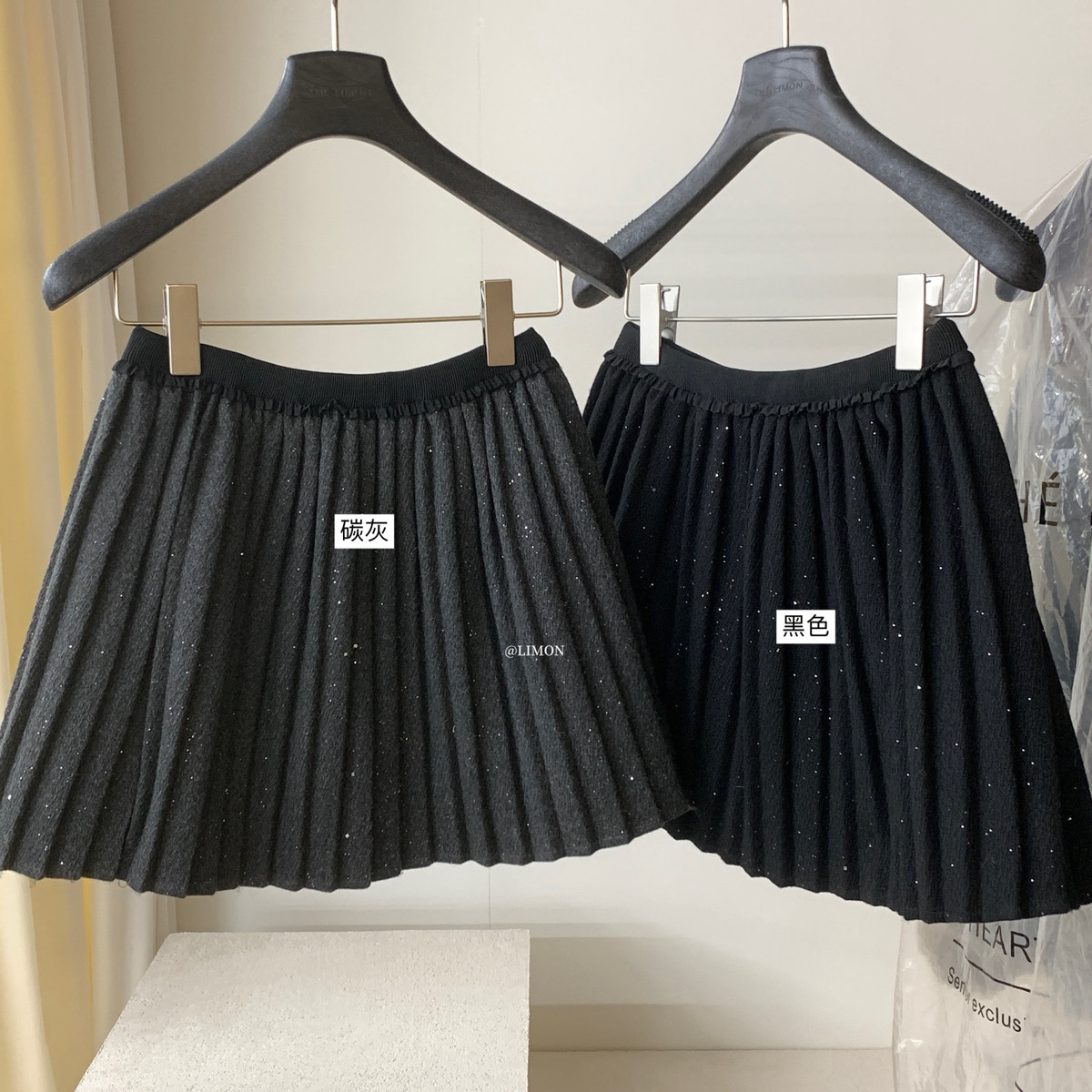 Cecil约会神裙｜时髦精必入超闪亮片高腰百褶半身裙TM-1282