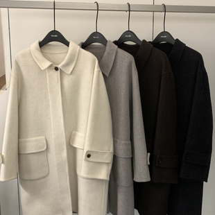 Cecil口韩系中长款 羊毛外套N81075 洋气显瘦单排扣口袋款