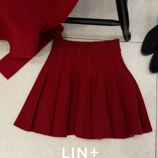 ZO2 含9.9绵羊毛 Cecil浣熊裙A版 压褶显瘦加厚圣诞新年半身裙