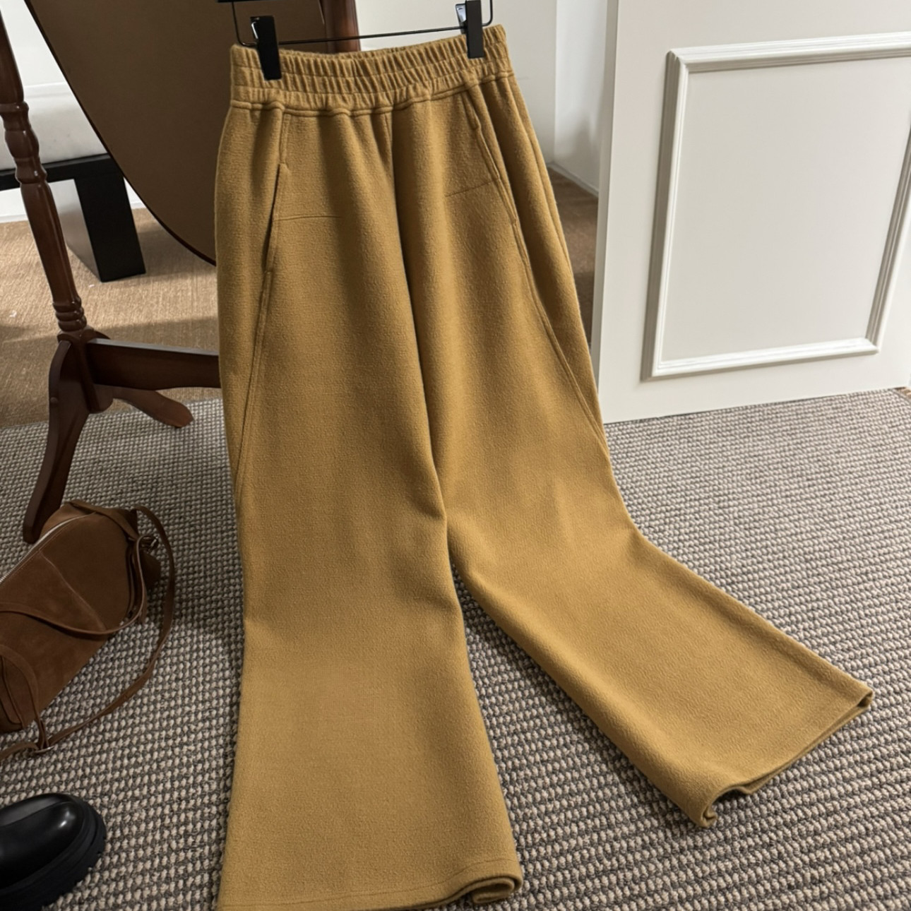 Cecil绒保暖百搭宽松阔腿裤加厚直筒长裤拖地裤休闲裤F7705