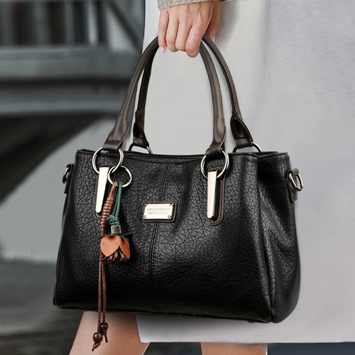 时尚真皮高级感手提单肩斜挎女包