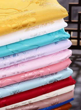 中国风服装浴袍刺绣提花绸缎布