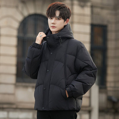 羽绒服男款冬季加厚2025新款高级感痞帅青少年男生短款面包服外套