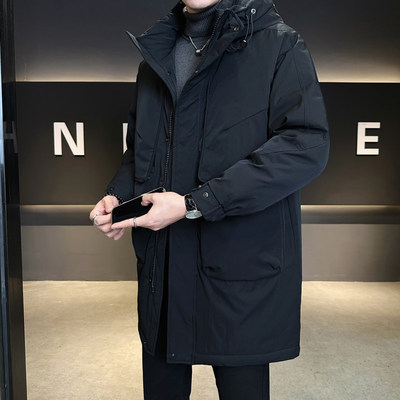 2025年新款羽绒服男士冬季中长款大衣外套加厚连帽派克服男款冬装