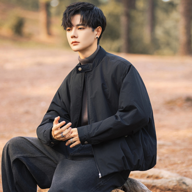 冬季男士小立领羽绒服韩版时尚简约百搭90白鸭绒保暖外套夹克上衣