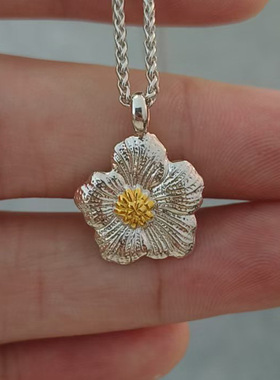 意大利纯银栀子花项链新款高级感吊坠轻奢小众设计百搭锁骨链男女