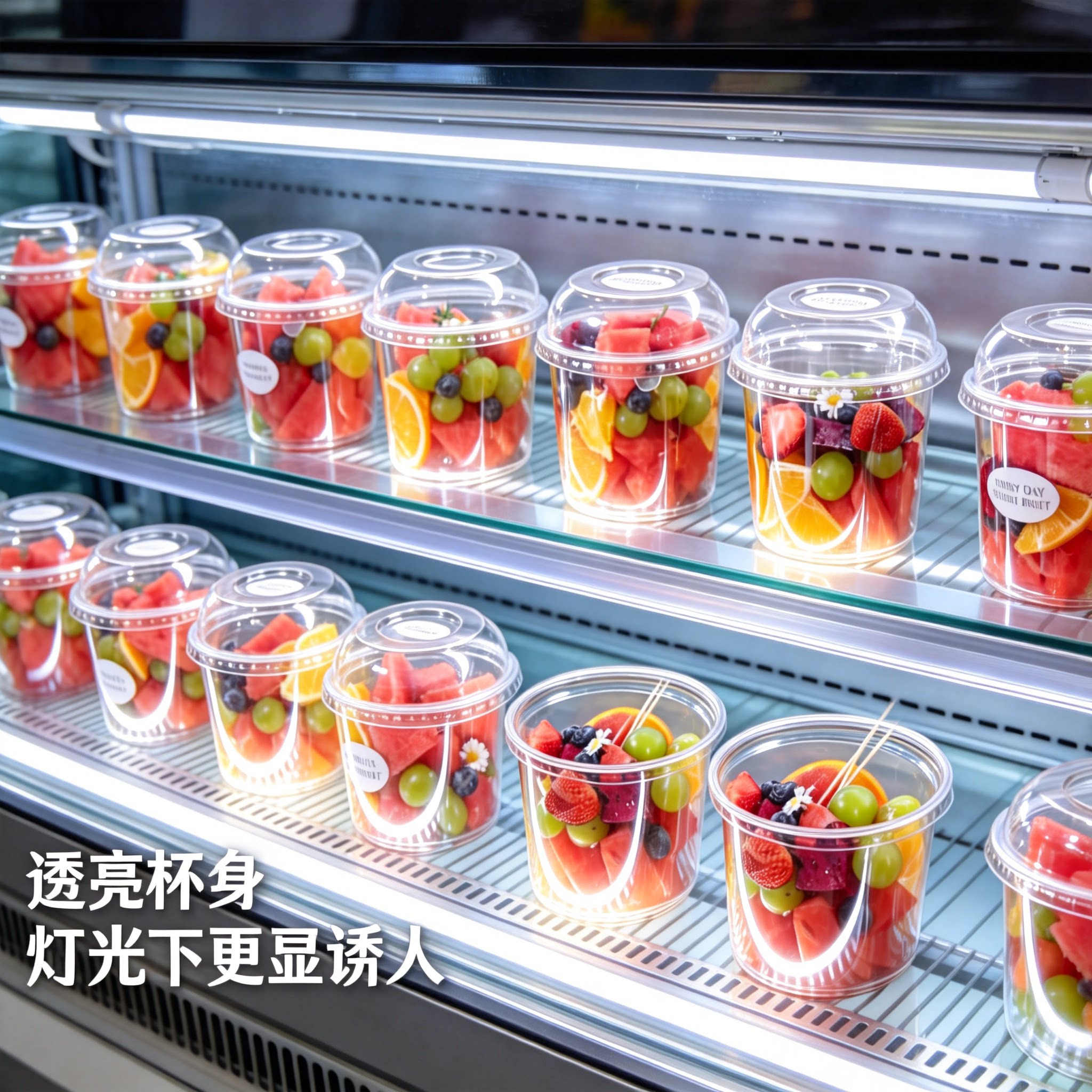 满2件送贴纸圆形水果打包杯图片